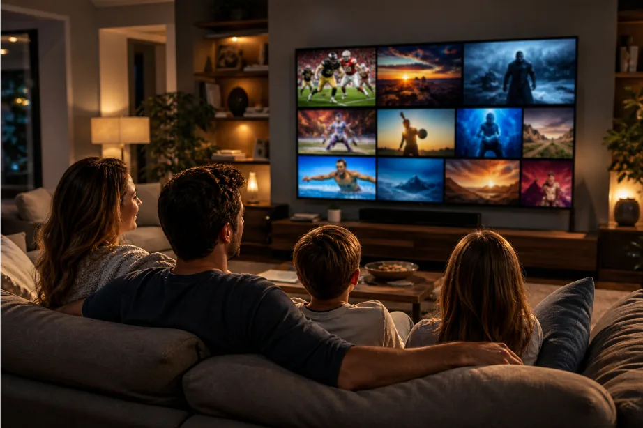 Family watching Pro IPTV Services